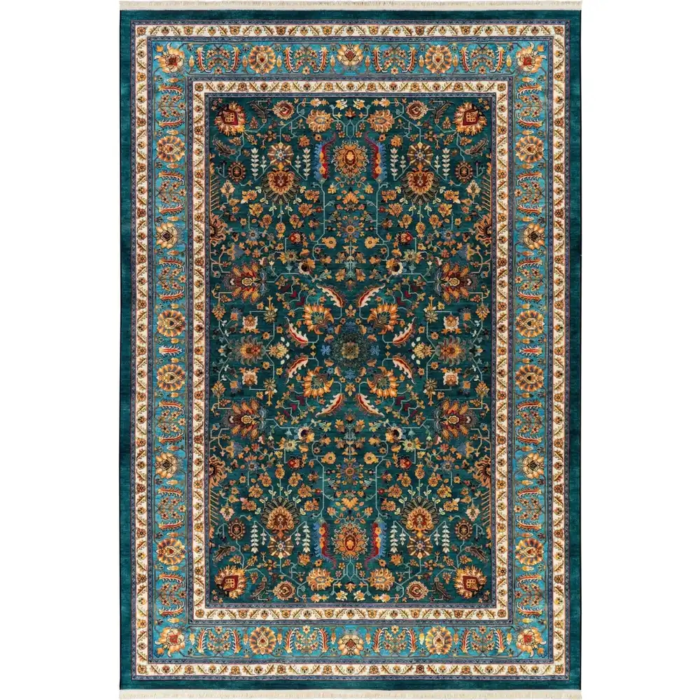 فرش ماشینی سنتی طرح 25cs0340 سبز 1000 شانه